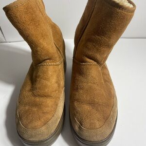 Ugg Cozy Tan Suede Boots thick rubber sole